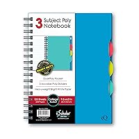 iScholar iQ 3 Subject Poly Cover Double Wire Notebook, College Rule, 9.5 x 6.5 Inches, 120 Sheets, Color May Vary (57904)