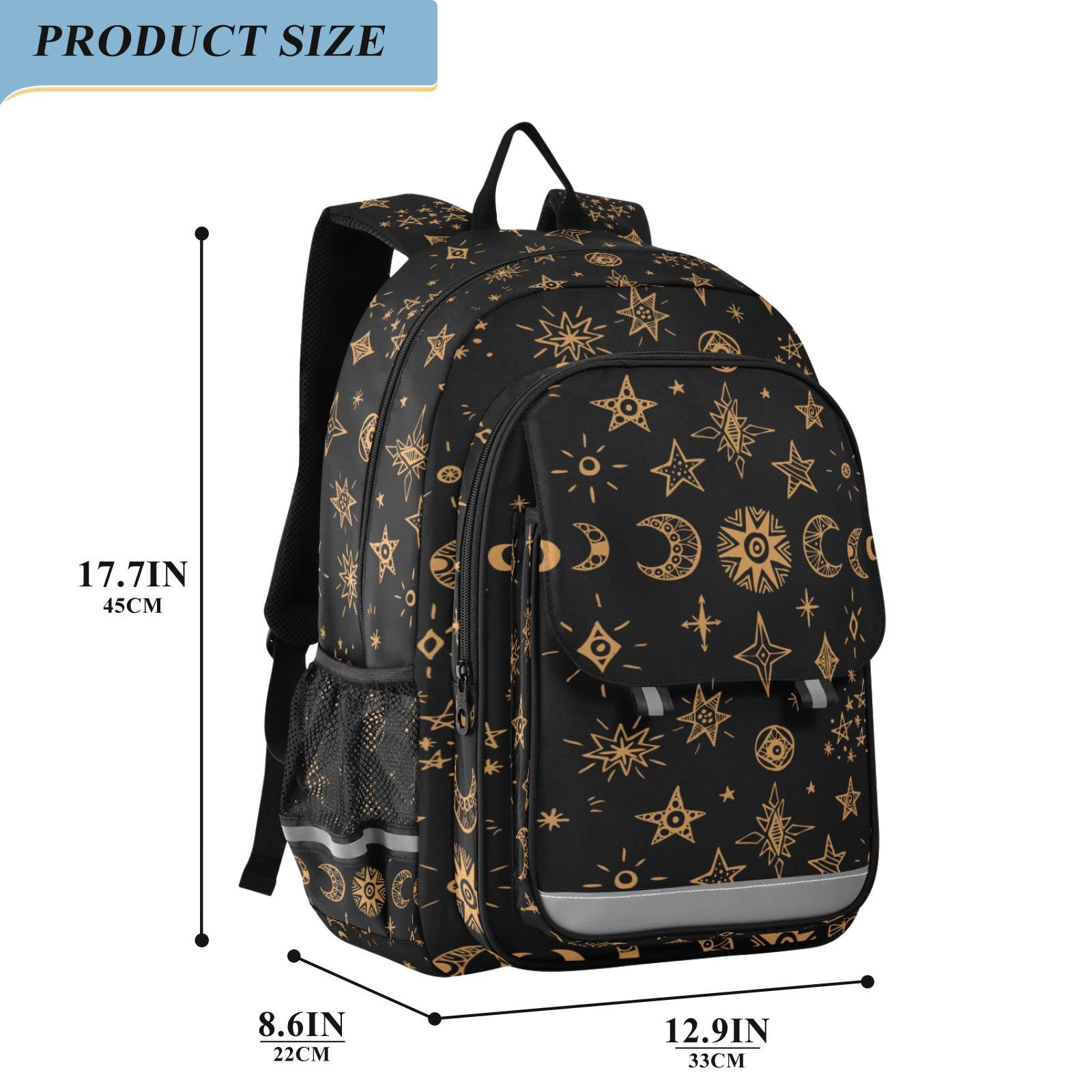 ALAZA Witchery Sun Moon Stars Laptop Backpack Purse for Women Men Travel Bag Casual Daypack with Compartment & Multiple Pockets