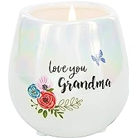 Pavilion Gift Company Love You Grandma-8 Oz 100% Soy Wax Candle with Cotton Wick in Stoneware Vessel Serenity Scented, White