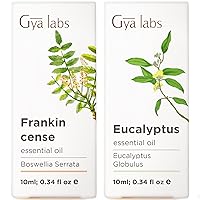 Frankincense Oil for Skin & Eucalyptus Essential Oil for Diffuser Set - 100% Natural Therapeutic Grade Essential Oils Set - 2x0.34 fl oz - Gya Labs