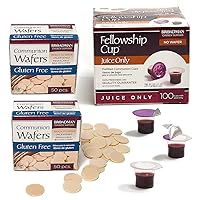 Pre-filled Communion Fellowship Cup, Juice Only, 100 Count and Gluten Free Wafer, 100 Count Value Bundle