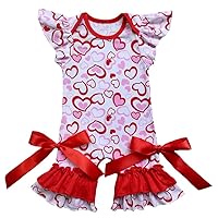 IDOPIP Toddler Baby Girls Icing Ruffle Jumpsuit Pants Valentine Heart Easter Romper Flutter Sleeve Pajamas Birthday Outfit