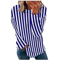 Striped Print Oversized Sweatshirt Womans Full Sleeve Roundneck Pullover Baggy Daily Fall Spring Gradient Clothes