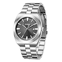 BUREI Watches Men's Stainless Steel Analogue Watch Men's Waterproof Date Men's Watches Classic Business Men Quartz Watch Gifts for Men