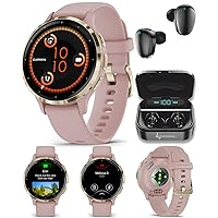 Wearable4U - Garmin Venu 3S GPS Smartwatch, AMOLED Display 41 mm Watch, Advanced Health and Fitness Features, Up to 10 Days of Battery, Sleep Coach, Dust Rose with Black Earbuds Bundle
