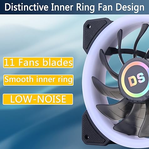 DS 6Pack 120MM RGB PC Cooling Fans, LED Case Fans with Remote Control for Computer, PC Case CPU Coolers, Radiators System (8th GEN Controller, A Series)