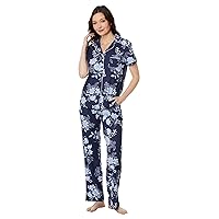 Karen Neuburger Women's Hamptons Getaway Two-Piece Short Sleeve Girlfriend Long Pj Set