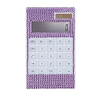 Office Calculator with Bling Crystal Decorative Fashionable Desk Accessory, for Office,School or Home (Purple)