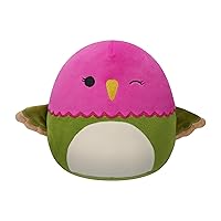 Squishmallows SQCR05380 7.5-Inch-Na'lma The Pink and Green Winking Hummingbird, Multicolour