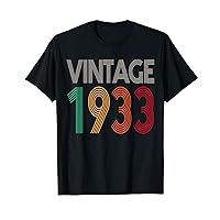 90th Birthday Men Women Vintage 1933 Retro 90 Years Old T-Shirt