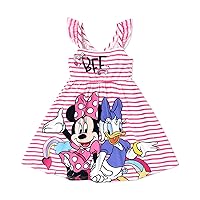 Disney Mickey and Friends Girls Dress Ruffle Sleeve Stripe Toddler Sundress