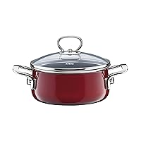 RIESS Casserole M. Glasdeck 7.9 inches (20 cm) 2L Two-Handled Pot, 1kg, rosso