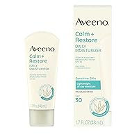 Aveeno Calm + Restore Daily Moisturizer Mineral Sunscreen with Broad Spectrum SPF 30, Lightweight All Day Moisture + UVA/UVB Sun Protection for Sensitive Skin, Fragrance Free, 1.7 fl. Oz
