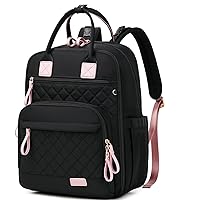 Nylon 18 Pockets Diaper Bag Backpack with Wet Pockets and Stroller Clips, Convertible Diaper Bag, Black