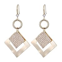 14K Gold Dangle Drop Earrings for Women Girls Statement Earring Chandelier Geometric Austrian Crystal Vintage Party Prom