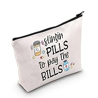 POFULL Pharmacy Tech Gift Pharmacy School Pharmacy Graduation Gift Slingin Pills to Pay the Bills Cosmetic Bag (Slingin Pills bag)