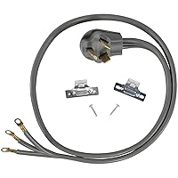 Certified Appliance Accessories 30-Amp Appliance Power Cord, 3 Prong Dryer Cord, 3 Wires with Eyelet Connectors, 4 Feet, Copper Wire