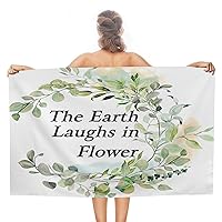 Beach Bath Towel for Women, The Earth Laughs in Flower Travel Towels Sand Free Compact Soft Pool Towel, Circle Garland Wreath Vintage Roadtrips Outside Towel 31x51 Inch