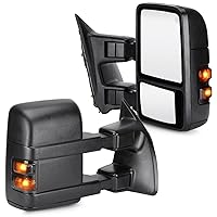 Youxmoto Towing Mirrors Fits 08-16 for Ford for F250 for F350 Super Duty Pickup Truck Tow Mirrors 2008 2009 2010 2011 2012 2013 2014 2015 2016, Heated, Turn Signal, Manual Telescoping/Folding