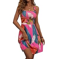 HUHOT Women's Summer Casual Square Neck Dress with Pocket Cute Sleeveless High Waist A-line Sundress Midi Dresses 2024