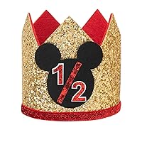 CHuangQi Half Birthday Party Glitter Hat for Boys & Girls, 1/2 Theme Party Crown, 6 Month Baby's Birthday Photo Props