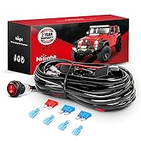 NI -WA 06 LED Light Bar Wiring Harness Kit - 2 Leads 12V On Off Switch Power Relay Blade Fuse for Off Road Lights Work Light, 2 Years Warranty,Black