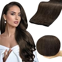 Full Shine Genius Weft Hair Extensions 24 Inch 80G Hand Tied Weft Human Hair Extensions Color Dark Brown Hair Extensions Sew In Extensions Remy Straight Hair