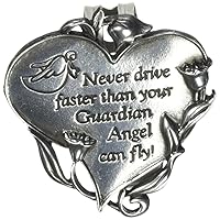 Cathedral Art Heart Visor Clip, Never Drive Faster Silver, 2 inches