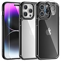 TAURI 5 in 1 for iPhone 14 Pro Max Case Black, [Military-Grade Drop Protection] Slim Shockproof Phone Lanyard Case 6.7 inch