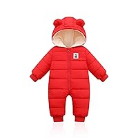 Baby Girls Boy Snowsuit Romper, Infant Jumpsuit Winter Clothes, Newborn Hooded Footed Puffer Bodysuits 0-24 Months