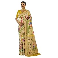 Indian Heavy Banarasi Solf Silk Paithani Zari & Meena Weave Rich Pallu Women Saree Muslim Sari 3835