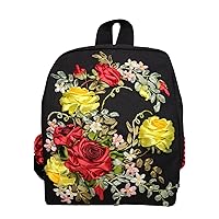 Women Backpack Flower Ribbon Embroidered Unique Gift Idea Small Backpack for Work, Traveling, Outdoor, and All Occasion