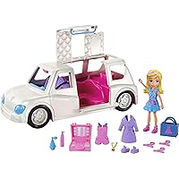 Polly Pocket Vehicle Toy with 3-inch Doll and 14 Fashion Accessories, Arrive In Style Limo Playset (Amazon Exclusive)