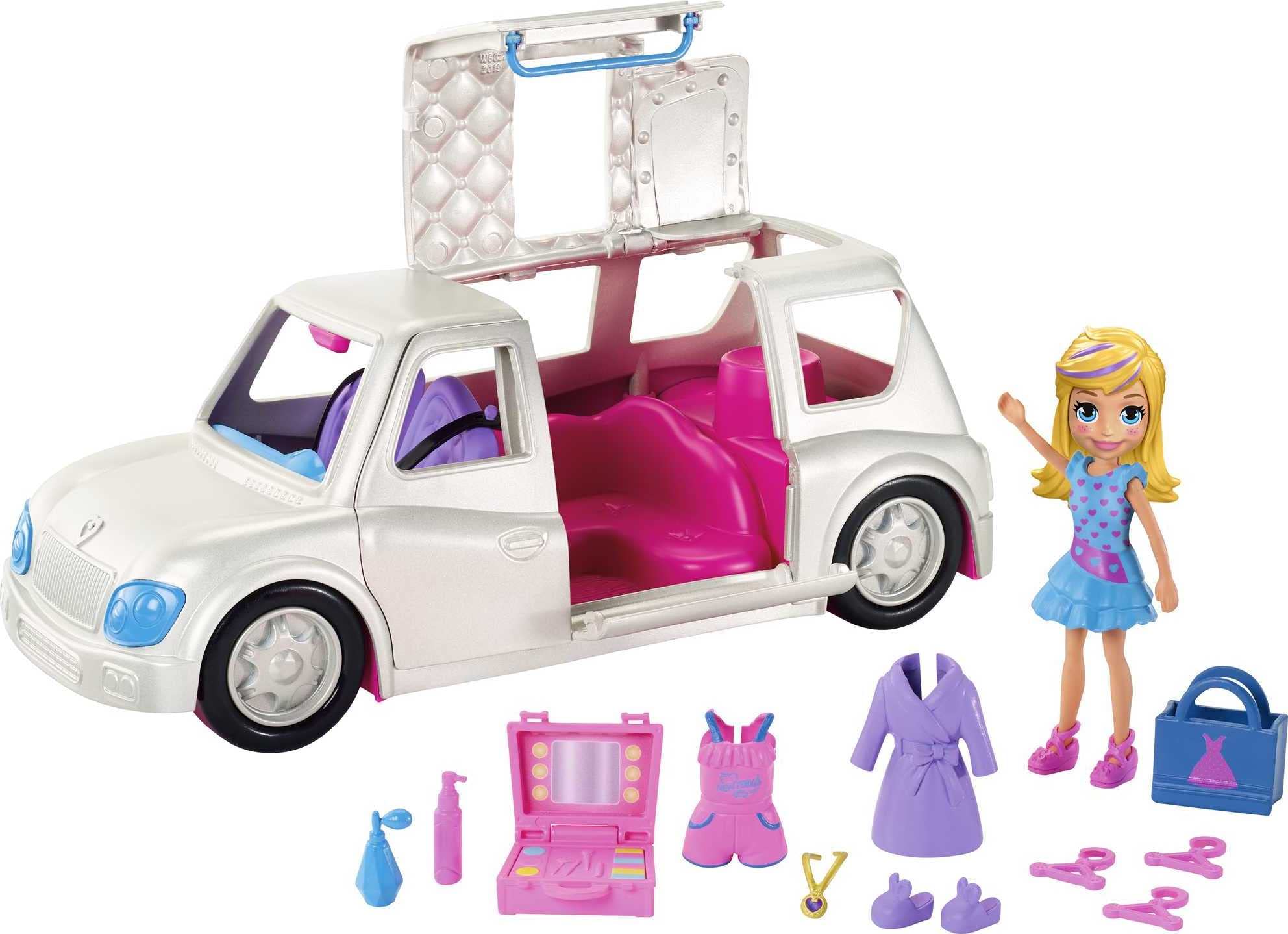 Polly Pocket Vehicle Toy with 3-Inch Doll and 14 Fashion Accessories, Arrive in Style Limo Playset (Amazon Exclusive)