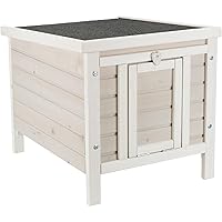 TRIXIE Small Pet House, Wooden Outdoor Shelter, Weatherproof Pet Home, Ideal for Cats, Rabbits, Bunnies, Guinea Pigs, Lt. Gray