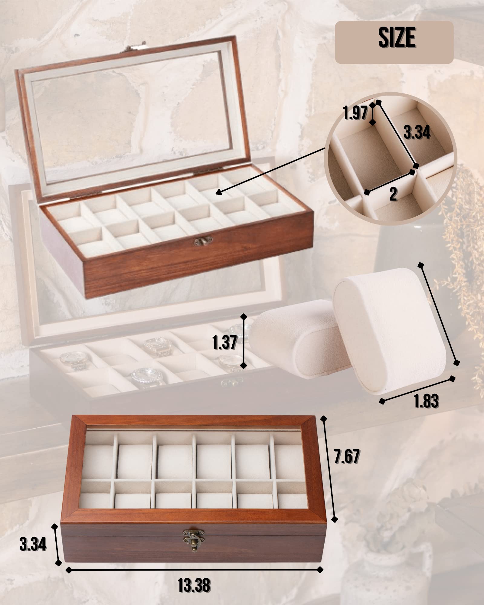 Exper City Watch Box Case Organizer Display Storage with Jewelry Drawer for Men Women Gift, Walnut Black 9B9G4T66 9B9LPBV9