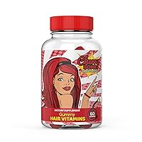 Hair Growth Vitamins, Hair Gummies, Cherry Bomb with Biotin 5000 mcg, Vitamin C, B12 and Zinc for Stronger Hair, Skin and Nails, Cherry Flavored, 1 Month Supply