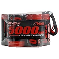 Venom Drive Series 5S - 5000mAh 6V Hump Receiver NiMH Battery - Universal 2.0 Plug, Nickel Metal Hydride 5 Cell - Silicone Connector & Compatible w/Traxxas, Deans, 2WD, 4WD, Truck & Buggies