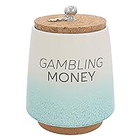 Pavilion - Gambling Money 6.5-inch Unique Ceramic Piggy Bank Savings Bank Money Jar with Cork Base and Cork Lid, Ombre Teal