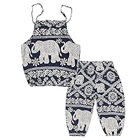 Rysly Baby Girls Boho Elephant Tops Harem Pants 2 Piece Outfits