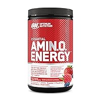 Optimum Nutrition Amino Energy Pre Workout with Green Tea, BCAA, Amino Acids, 30 Servings - Juicy Strawberry Burst and Fruit Fusion Flavors