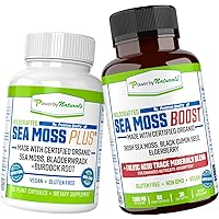 Power By Naturals Certified Organic Sea Moss Capsules Bundle (SeaMoss Plus & Sea Moss Boost) - wildcrafted, Non GMO sea Moss raw Organic - 60 Gluten-Free seamoss Pills