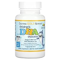 Childrens DHA Omega-3 Fish Oil Chewables, Wild Arctic Cod, Strawberry-Lemon Flavor, Non GMO, Soy Free, Gluten Free, 180 Fish Gelatin Softgels