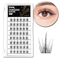ETVITE Lash Clusters DIY Cluster Lashes Individual Lashes, 48 PCS 3D Effect C Curl, Home Eyelash Extensions Manga Eyes, Soft Light Natural Look New Styles（Scorpio 14mm)