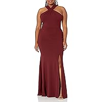 Jenny Yoo Women's Kayleigh Cross Front Fitted Crepe Long Gown