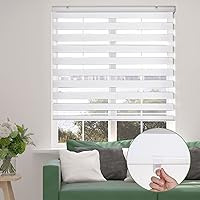 Zebra Blinds, Cordless Blinds for Windows, Roller Shades, Double Layered, Sheer Privacy or Light Filtering Shades for Day and Night, Window Blinds for Home, Office, Kitchen, 45