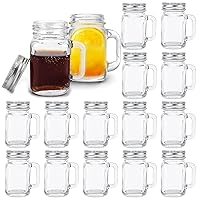 Kingrol 16 Pack 2 oz Mini Mason Jar Shot Glasses with Lids, Glass Favor Jars for Drink, Dessert, Candle, Craft