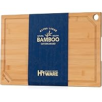 24 x 18 Extra Large Bamboo Serving Boards for Kitchen, Heavy Duty Wood Butcher Block Chopping Board with Handle and Juice Groove for Meat, Large Charcuterie Board, Over the Sink Cutting Board