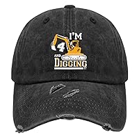 I'm 4 and Digging It Hats for Womens Washed Distressed Baseball Caps Aesthetic Washed Ball Caps