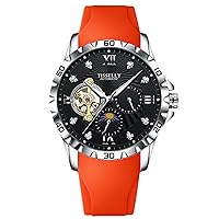 RORIOS Tourbillon Mechanical Wristwatch Men's Multifunctional Watch Business Automatic Watch Elegant Self-Winding Wrist Watch with Stainless Steel Strap for Men